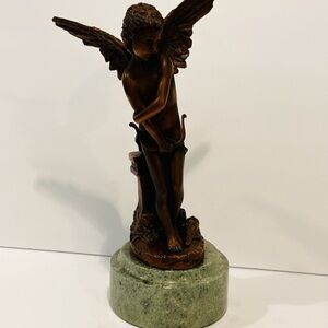 Vintage Auguste Moreau Bronze Sculpture Cupid Cherub 12”